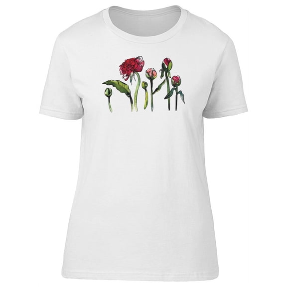 Vintage Watercolor Peony Flowers Tee Women's -Image by Shutterstock