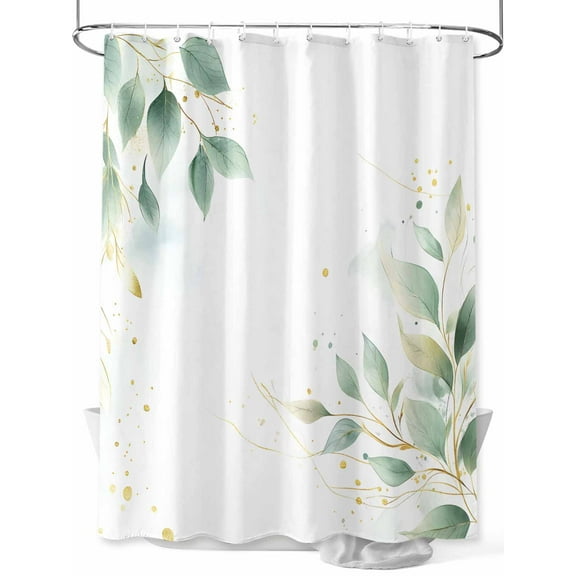 Fsddascl Summer Green Leaves Shower Curtain Set - 72" x 78" Washable Bathtub Curtain with 12 Hooks, Pastoral Spring Country Plants Waterproof Fabric Stall Shower Curtains for Bathroom/Bathtub Décor