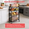 thumbnail image 2 of Collapsible 3-Tier Kitchen Storage Cart with Wheels – Iron Frame & Wood Shelves – Space-Saving Pantry Organizer for Fruit, Vegetables, Snacks – Utility Cart with Locking Casters – All Black, 2 of 8