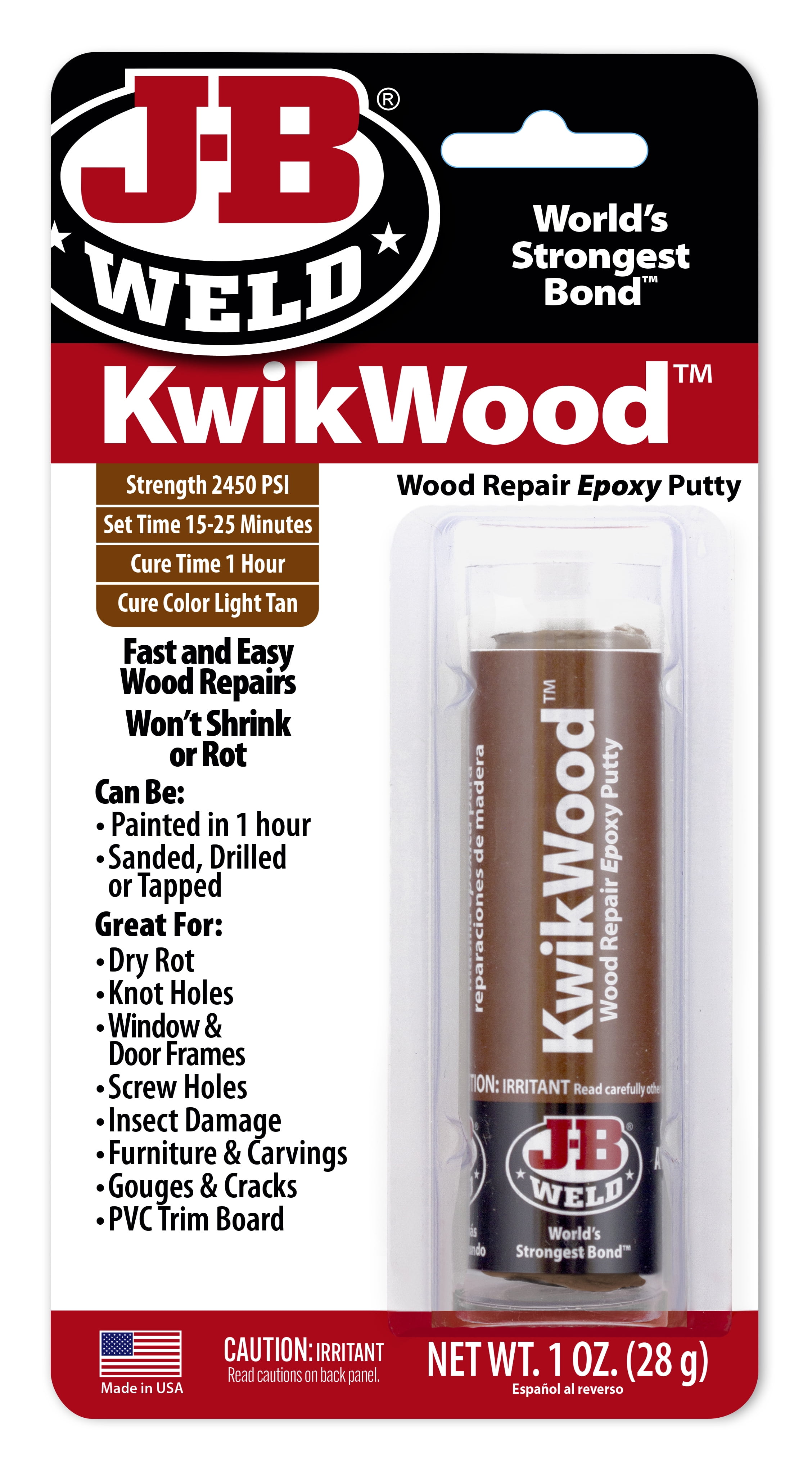 J-B Weld KwikWood Wood Epoxy Putty Stick