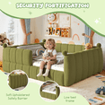 thumbnail image 5 of Bellemave Queen Size Montessori Floor Bed, Upholstered Teddy Fleece Child Bed Frame with High Rails, 2-in-1 Daybed with Slats for Toddler Boys Girls, No Box Spring Needed,Green, 5 of 8