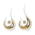 thumbnail image 2 of kowaku 2 Pieces Abstract Art Statue Artwork Fine Workmanship Home Decoration Resin Figurine Modern Sculpture for Coffee Table Office white golden, 2 of 9