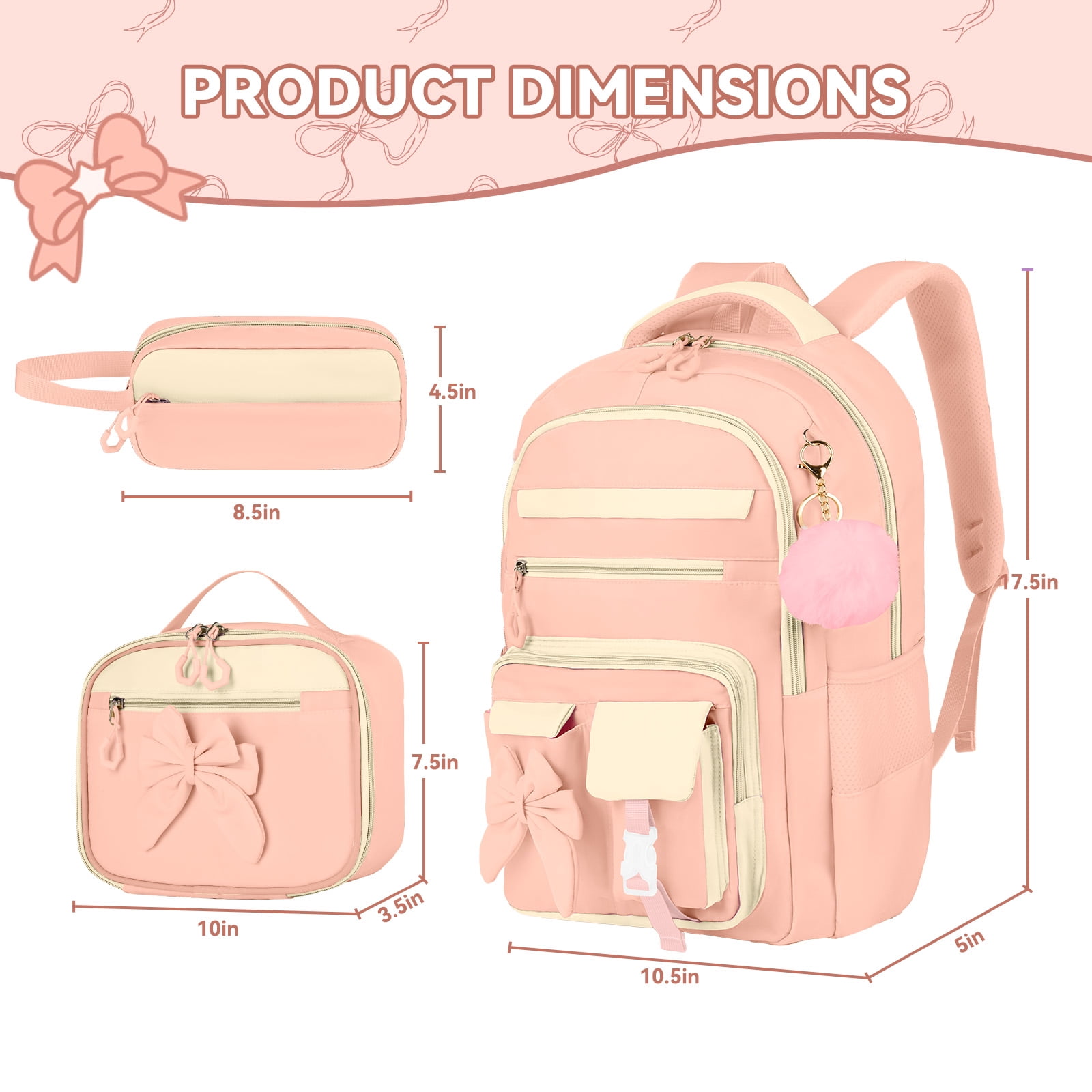 Inadays School Backpack Set Cute Bookbag Set for Elementary Preschool Middle
