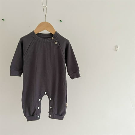 

Baby Girl Boy Romper Jumpsuit Long Sleeve Bodysuit One-piece Fall Clothes Cotton Outfits Gray 6-9 Months