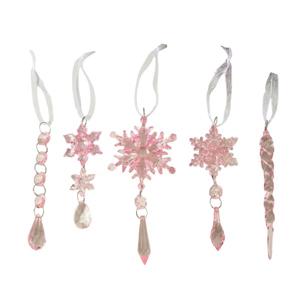 Juego 10 Colgantes Cristal Acrílico para Navidad Suministros Fiesta en Casa () Rosa