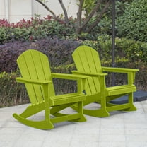 GARDEN Set of 2 - Plastic Outdoor Rocking Chairs for Patio Porch, Lime