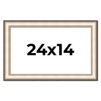 24x14 Frame Gold Silver Plein Aire 2" Inch Wide Moulding Solid Wood Picture Frame | Modena