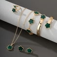 thumbnail image 4 of 5Pcs/Set Women Jewelry Set Lucky Flower Decor Sparkling Rhinestones Necklace Bracelet Bangle Earrings Ring Set Fashion Jewelry, 4 of 8