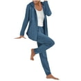 thumbnail image 3 of THDHVS Womens Sets 2 Piece Outfits,Casual Outfits for Women,Women Round Neck Long Sleeve Hooded Sweatshirt with Pocket and Elastic Waist Sports Pants 2 Piece Set for Athletic Blue 2XL, 3 of 6