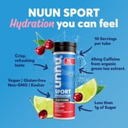 Nuun Sport + Caffeine Electrolyte Hydration Sports Drink Water Enhancer Mix Tablets, Cherry Limeade, 10 Count Tube