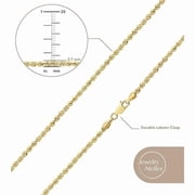 Jewelry Atelier Gold Chain Necklace Collection - 14K Solid Yellow Gold Filled Rope Chain Necklaces for Women and Men with Different Sizes (2.1mm, 2.7mm, or 3.8mm)