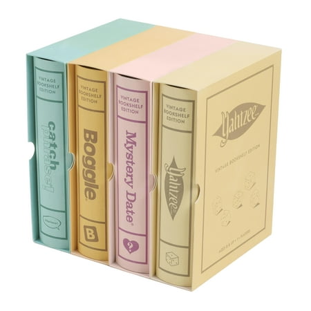 WS Game Company Boggle, Catch Phrase, Mystery Date, and Yahtzee Vintage Board Game Bookshelf Collection