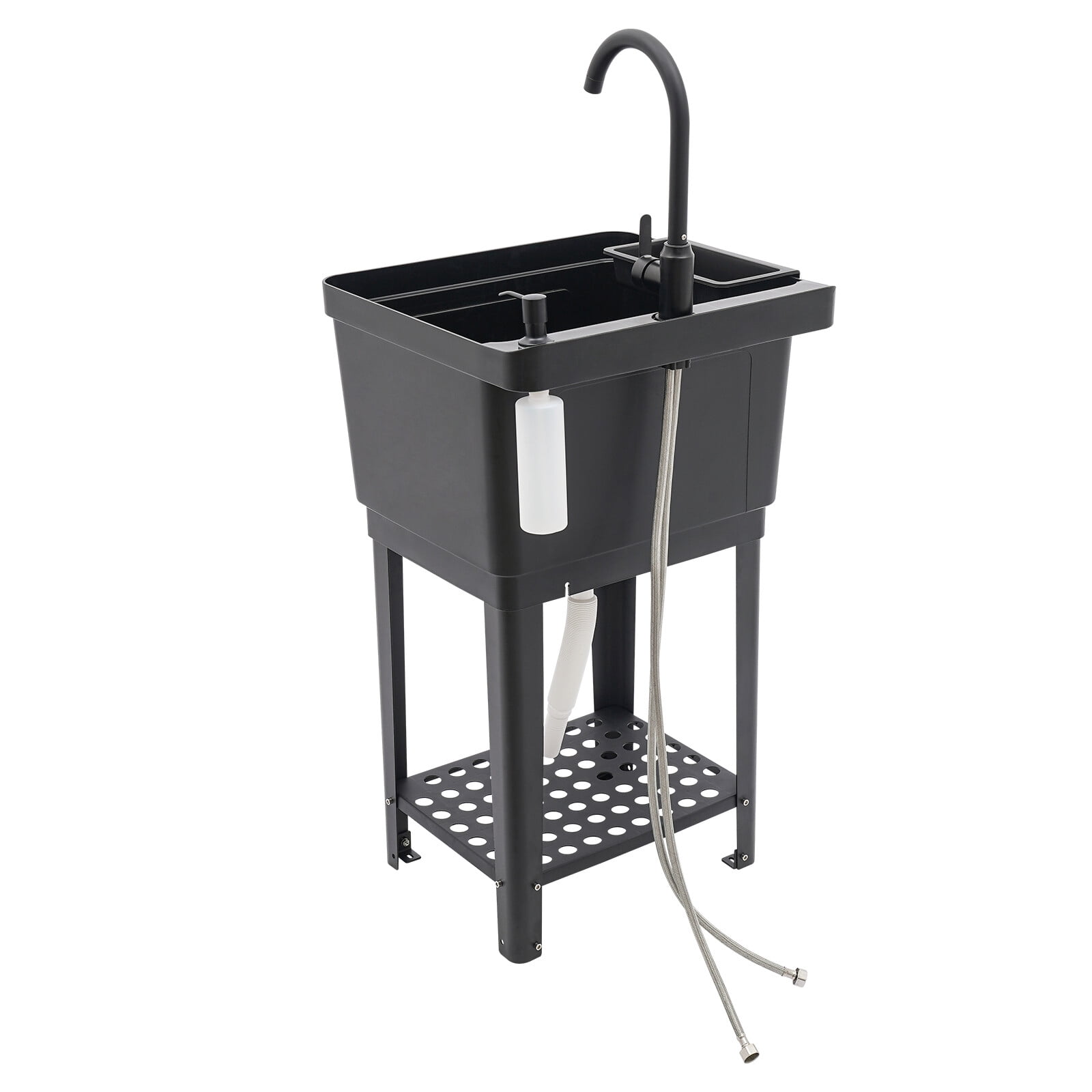 Modern Utility Sink Garage Bathroom Laundry Sink W/ Soap Box+Storage Rack+Faucet 50*48*84cm for Laundry, Bathrooms, Sundry Rooms