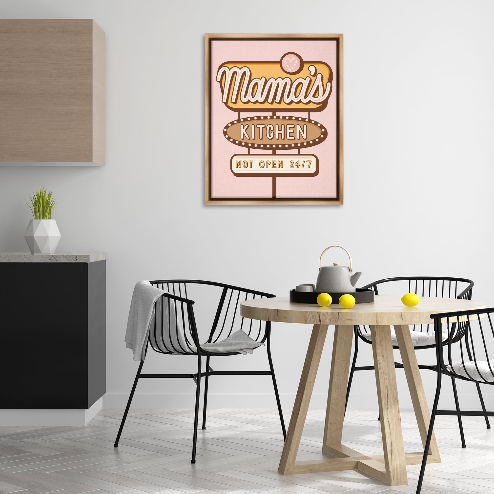 Stupell Industries Retro Mama's Kitchen Text & Numbers Painting Brown Floater Framed Canvas Art Print Wall Art, 25 x 31