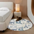 thumbnail image 2 of Round Area Rug 4 Ft, Eiffel Tower Washable Non-Slip Circle Carpet for Living Room/Bedroom, European Architectural Retro Hand-Painted Low-Profile Crawling Mats Collection Rugs for Indoor, 2 of 8