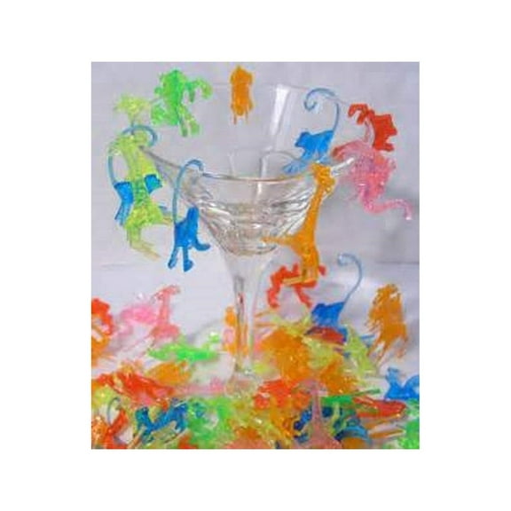 Plastic Mixed Animal Cocktail Drink Markers/Charms (72)