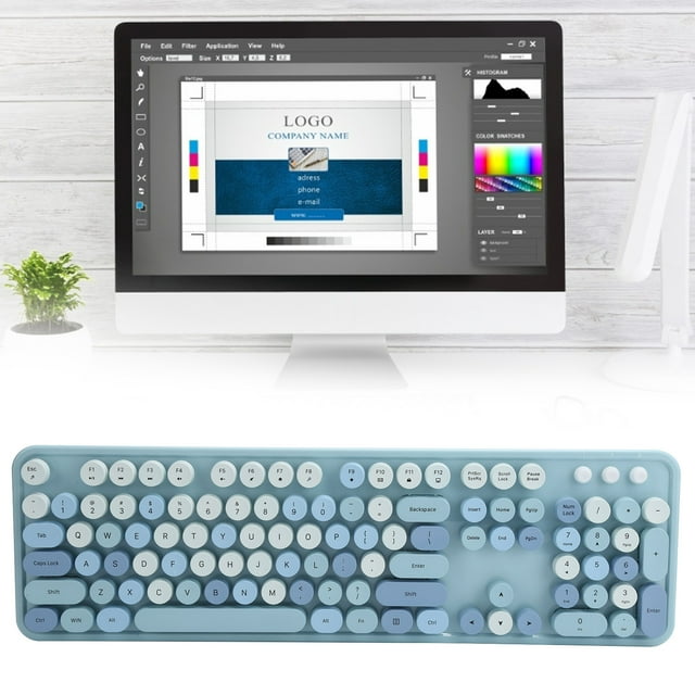 Wireless Retro Keyboard and Mouse, 2.4GHz 104 Keys Combo Mouse and Keyboard Typewriter Style Keyboard Set with Retro Mechanical Keyboard and Numeric Pad Mouse 1600DPI USB