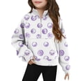 thumbnail image 2 of Bnwani Sweatshirt for Girls Zip Mock Neck Long Sleeve Half Zip Crop Fleece Sweatshirt Printed Pullover Size 7-8, 2 of 5