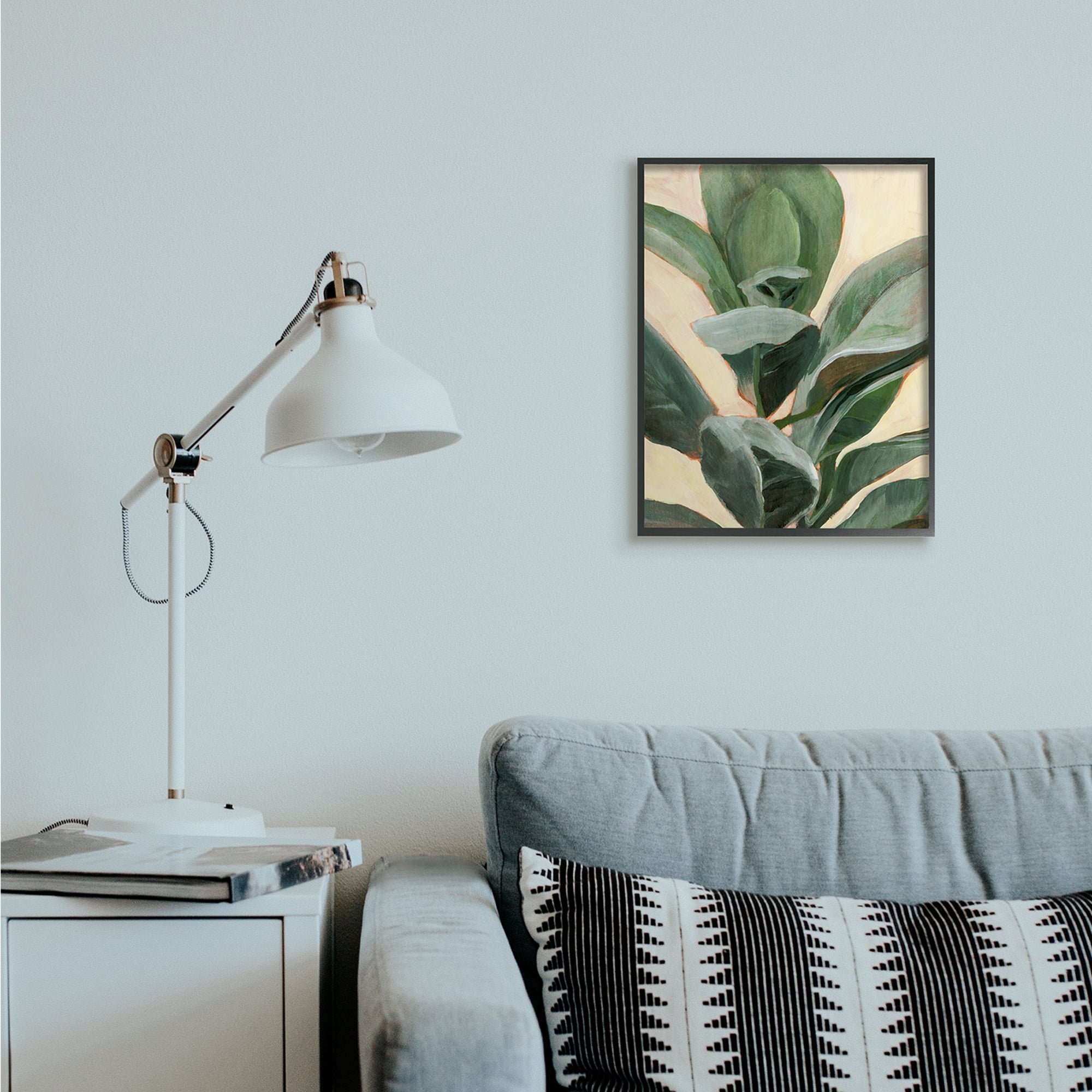 Stupell Industries Plant in Pot Study Curved Green Branches Black Framed, 16 x 20, Design by Annie Warren