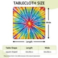 thumbnail image 2 of Colorful Rainbow Tie Dye Spiral Pattern Square Fitted Tablecloth with Elastic Edge,Square Table Cover,Washable Elastic Table Cover for Home Kitchen Party Decor 34"x34", 2 of 6