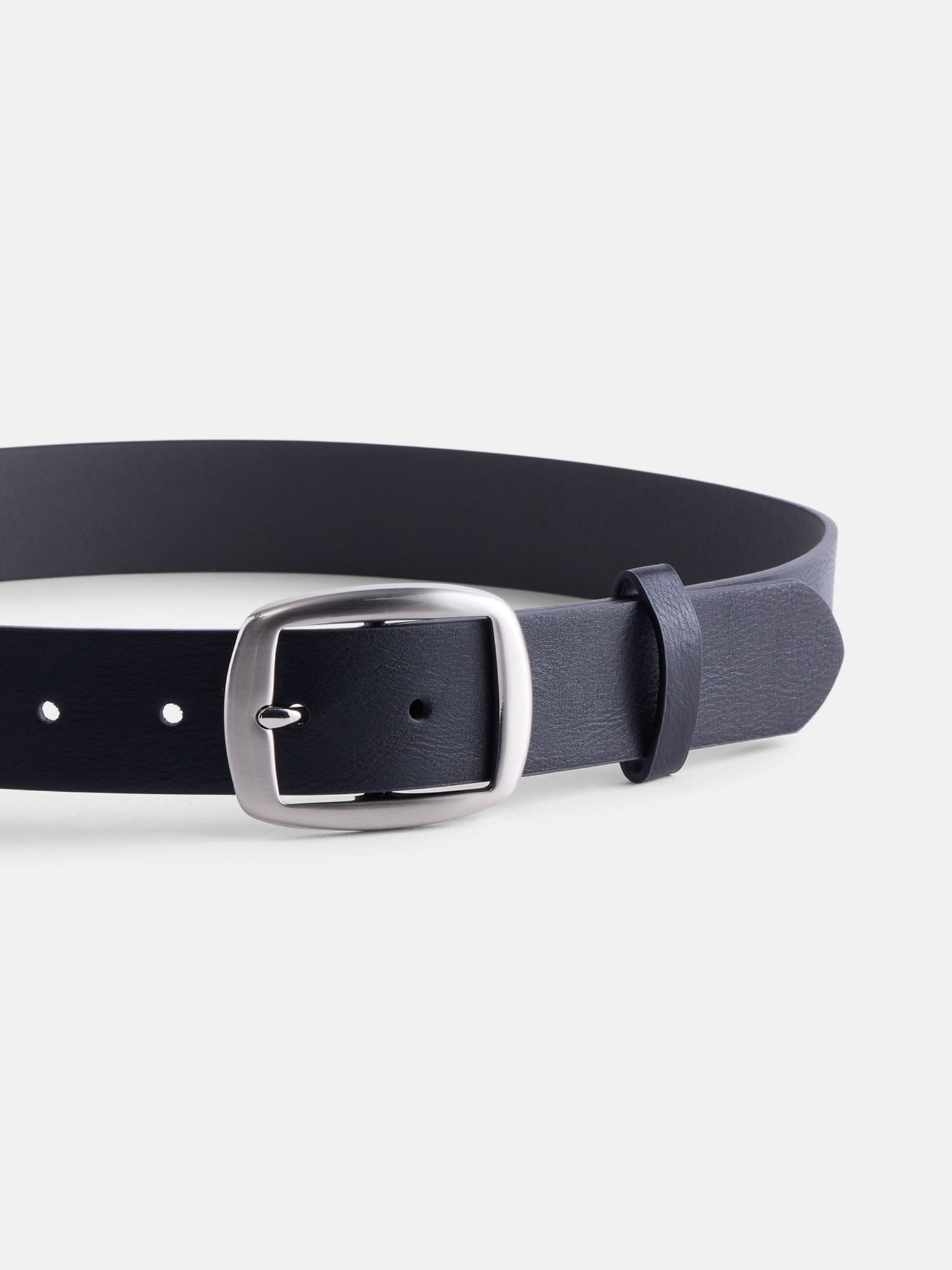 Scenario Women's and Women's Plus Soft Square Center Bar Buckle Belt, Black