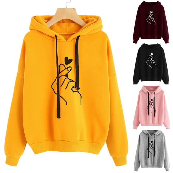 CAIXIA Womens Hoodies Pullover Graphic Pullover Cotton Loose Fit Cotton Fall Winter Track Long Sleeve Cute Cartoon Print Cute Sweatshirts for Women with Pocket Airport Outfits for Women 2026