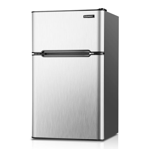Euhomy Mini Fridge With Freezer 3 2 Cu Ft Mini Refrigerator With Freezer Dorm Fridge With Freezer 2 Door For Bedroom Dorm Apartment Office Food Storage Or Cooling Drinks Silver Walmart Com Walmart Com
