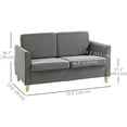 thumbnail image 3 of HOMCOM 56" Loveseat Sofa, 2-Seater Couch with Wooden Legs, Grey, 3 of 10