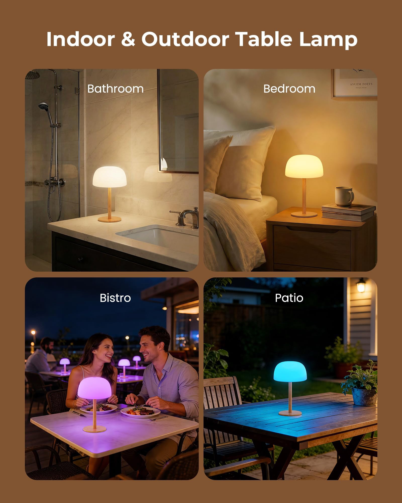 IP65 Shower Lamp Waterproof, 7500mAh Rechargeable Shower Lights for Inside Shower, 18 Colors Cordless Shower Light, Stepless Dimming LED Table Lamp for Bathroom Bathtub Patio Outdoor