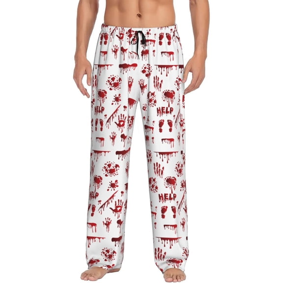 Hirioo Halloween for Men's PJ Pajama Pants Sleep Pants Men's Home Trousers with Pockets,S-3XL-Small