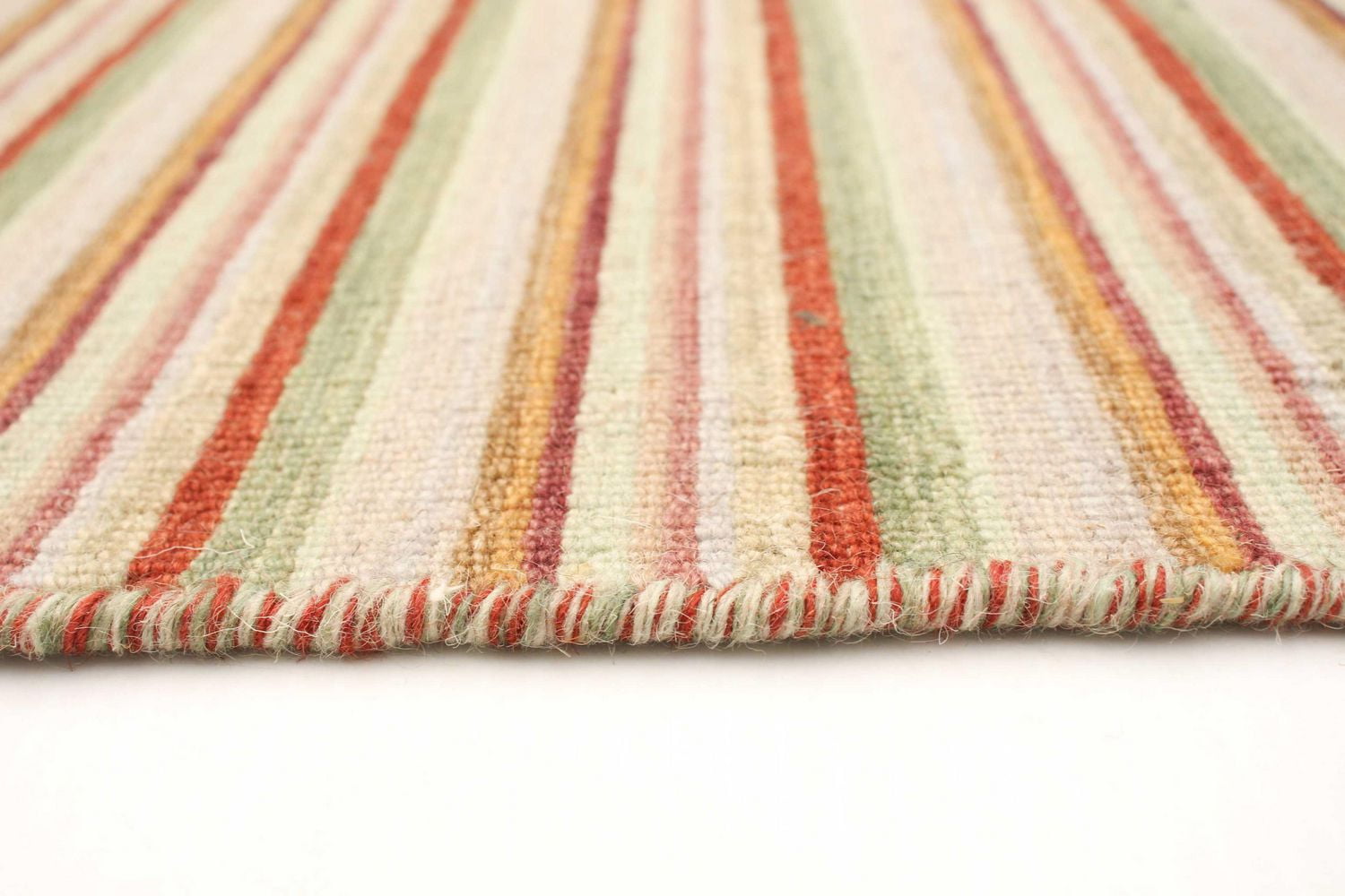 ECARPETGALLERY Tapis Fait à la Main pour Salon, Salle à Manger et Chambre à Coucher Rayé Collection Manhattan 5'1" x 6'11" en Ivoire