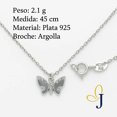 thumbnail image 2 of Collar De Mini Mariposa Con Zirconias Para Mujer Plata 925 Plateado, 2 of 5