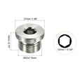 thumbnail image 2 of Uxcell M22*1.5 Internal Hex Head Pipe Fitting Plug, 3 Pack Male Thread 45# Steel Socket Plug with Sealing Ring, 2 of 5