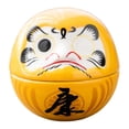 thumbnail image 1 of Pequeña muñeca Daruma de cerámica, figura japonesa en miniatura, escultura artística creativa para Amarillo, 1 of 9