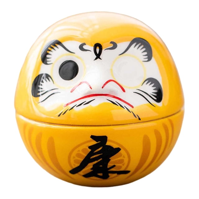 Pequeña muñeca Daruma de cerámica, figura japonesa en miniatura, escultura artística creativa para Amarillo