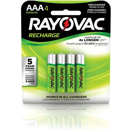 Rayovac Pre-charged Rechargeable NiMH, AAA Batteries, 4 Count