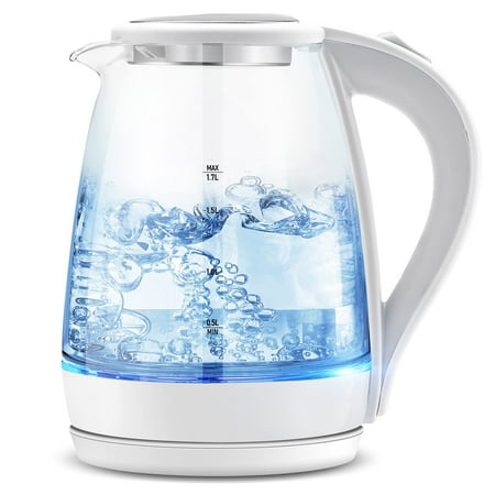 

Electric Kettle - 1.7L Hot Water Boiler - Glass Tea kettle with Wide Opening and Led Indicator Auto Shut-Off and Boil-Dry Protection