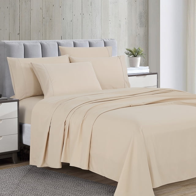 Ensemble de draps de luxe Swift Home 6 pièces avec taie d'oreiller additionnelle, King, Crème