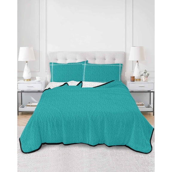 Quilts Queen Size, Pure Teal Green Soft Comforter Bedding Set for Bed, Simple Solid Color Lightweight Quilted Bedspread with Pillow Cover(2 Pieces) for All Season, 90x96 Inch