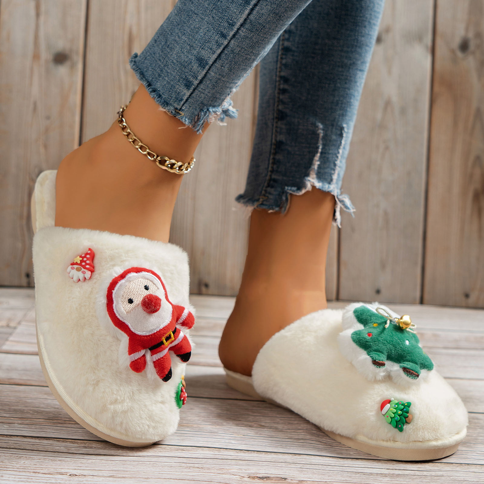 Slippers Ladies Decoration Warm Closed Toe Flat Cotton Slippers - Walmart.com