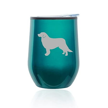

Stemless Wine Tumbler Coffee Travel Mug Glass with Lid Great Pyrenees Dog (Turquoise Teal)