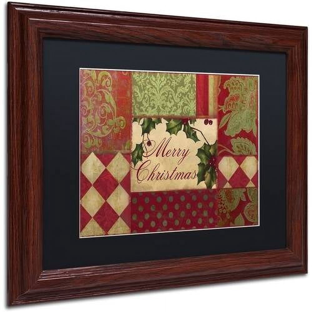 Trademark Fine Art "Merry Christmas Patchwork I" Canvas Art by Color Bakery Black Matte, Wood Frame