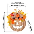 thumbnail image 3 of SeekLGT Halloween Door Wreath, Rustic Wooden Pumpkin Door Hanging, Fall Wreaths for Front Door with Burlap Bow and Maple Leaves, Autumn Home Decor, 1 pc, 3 of 8