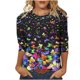 thumbnail image 2 of ICHUANYI Liquidación Moda Mujer Pascua Impreso Camiseta Suelta Longitud Media Mangas 3/4 Blusa Cuello Redondo Tops Casuales ICHUANYI WER2023082200993, 2 of 5