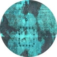 thumbnail image 1 of Ahgly Company Indoor Round Abstract Turquoise Blue Modern Area Rugs, 4' Round, 1 of 4