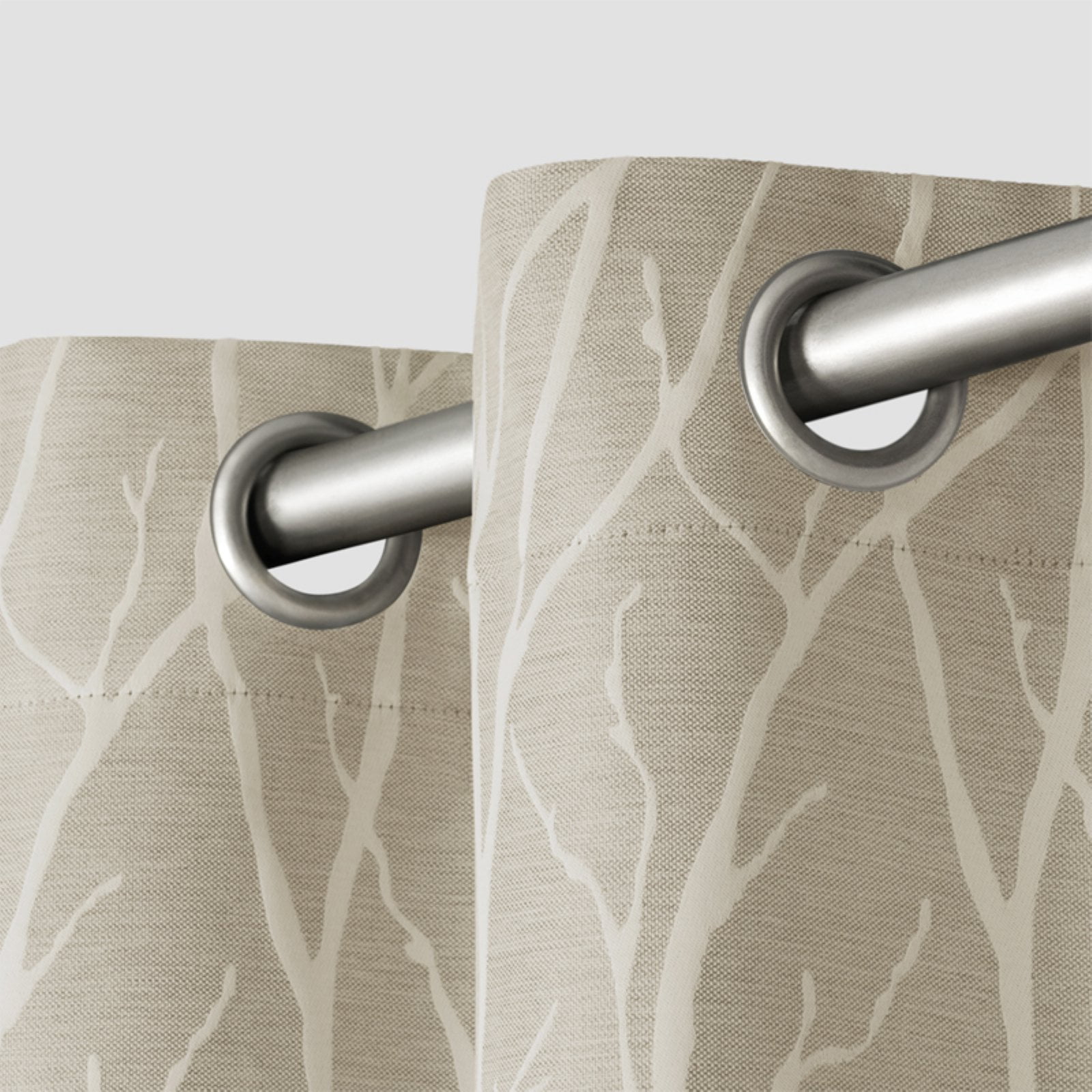 Exclusive Home Forest Hill Woven Room Darkening Blackout Grommet Top Curtain Panel Pair, 52"x108", Natural