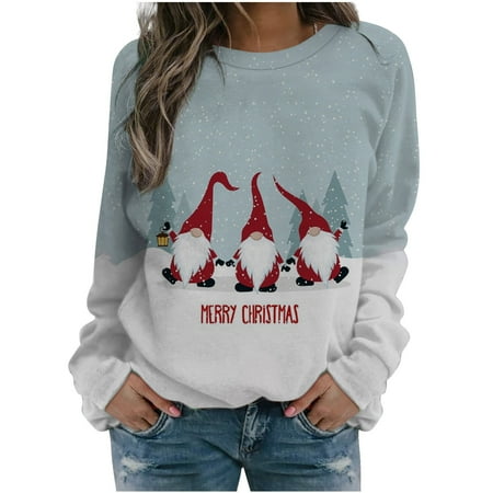 

Christmas Sweater for Women Vacation Pajamas Oversized Shirts Crew Neck Women s Casual Fashion Print Long Sleeve Crewneck Pullover Top Funny Graphic Tees Sweater Ugly T And Womens Fall Fashion 2022
