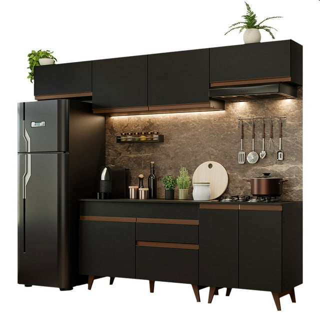 Madesa Gabinete De Cocina Integral Completa 260cm Reims Negro 10