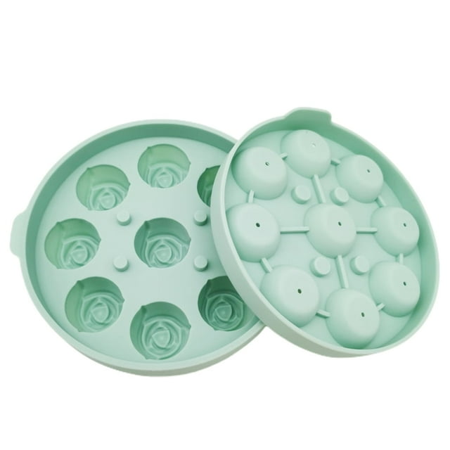 3D Silicone Rose Shape Ice Cubes Tray Multipurpose DIY Ice Ball Stencil - Rose Ice Green