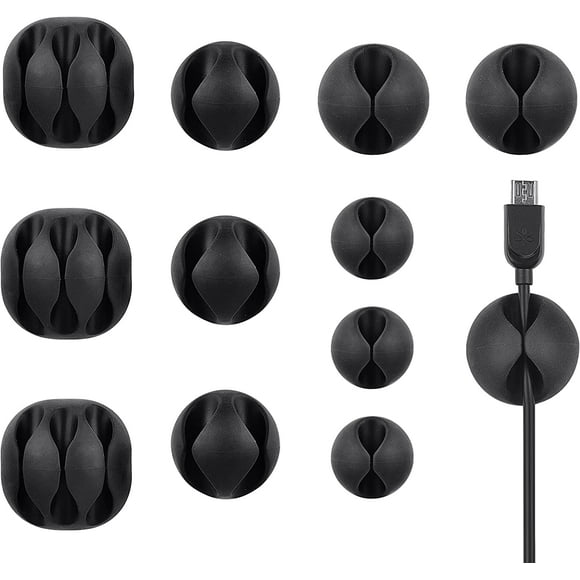 12 Pack Cable Clip Organizer, Self Adhesive Desktop Cable Holder, Hidden Cable